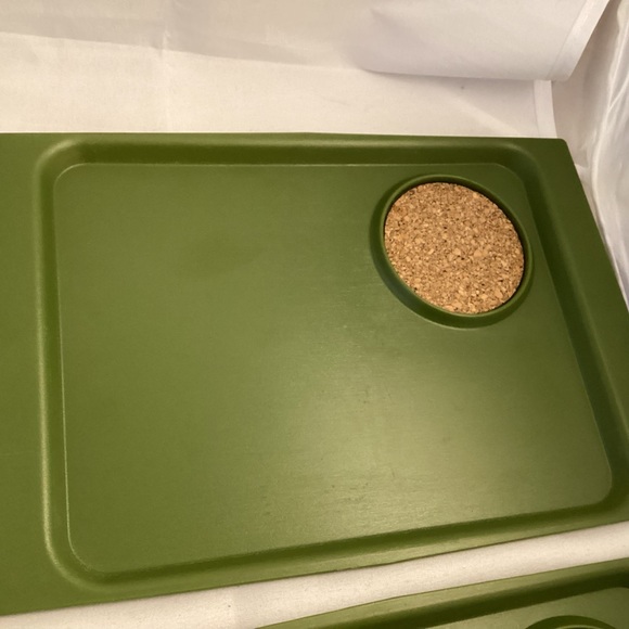 Vintage Acca Ware David Douglas Set of Avocado Green Plates Trays With Cork - Picture 4 of 14